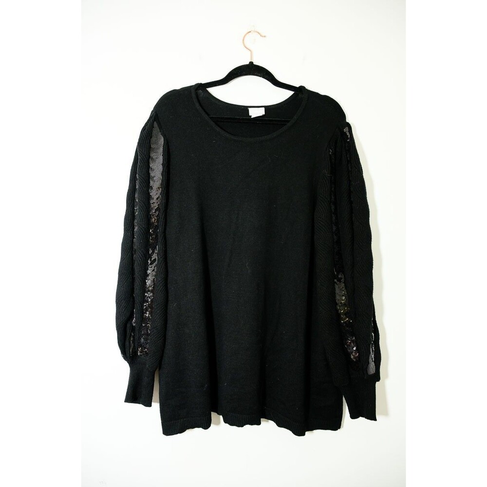 Chico's Sweater 3 XL Black Sequin